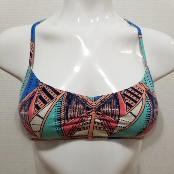Nollie bralette Small geometric print cross strap racerback pullover style boho - Picture 1 of 13